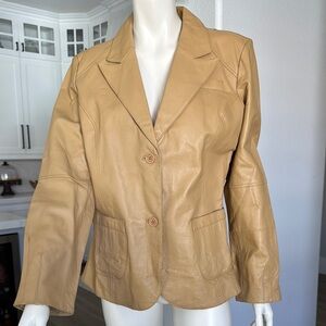 Tan Leather Women's Jacket size 16
NWT